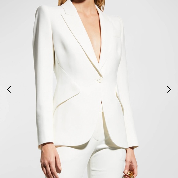 Alexander McQueen Ivory Peak Shoulder Crepe Jacket | New w/ Tags | $2,590 Retail - Picture 1 of 10